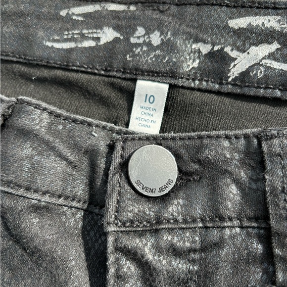 Seven7 Ultra High Rise Skinny Jean Snakeskin Shimmer - Size 10 - Black - Picture 6 of 9